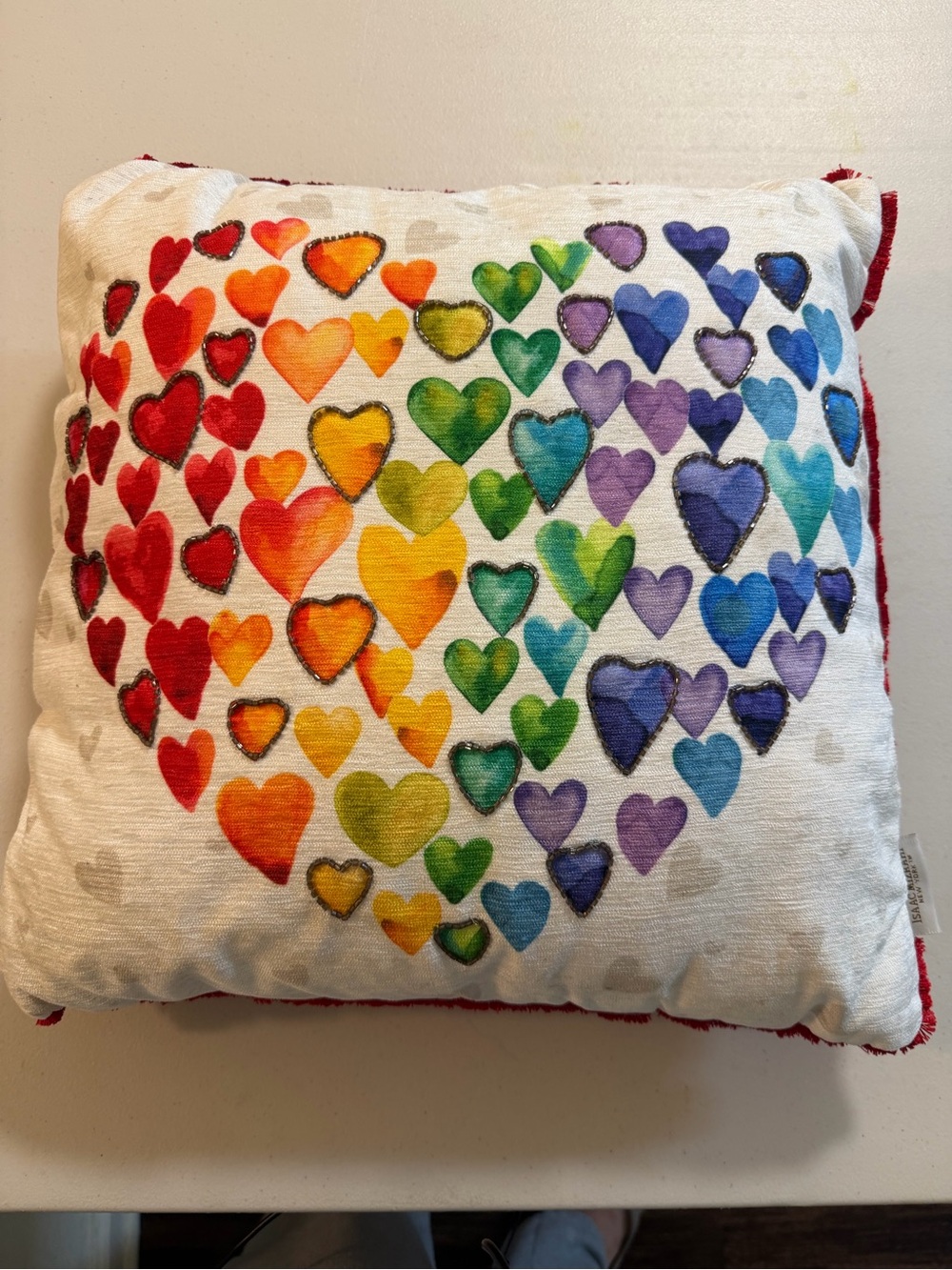 Isaac Mizrahi Heart Pattern Throw Pillow - White